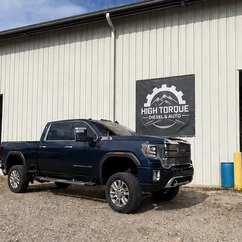 The finished 2020 Duramax parked outside the High Torque Diesel & Auto shop in Rifle, CO