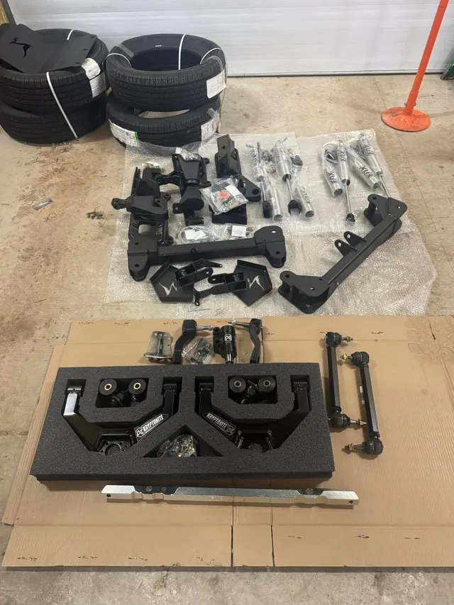 Diagnostic and suspension parts prepared in the High Torque Diesel & Auto shop